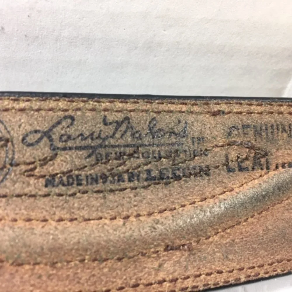 Original Larry Malan's Leegin Brown Leather Stitched Overlay Rodeo Belt Size 44